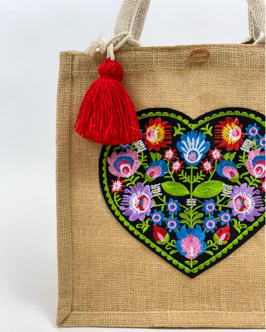 Bolsa Corazon Bordado Verde