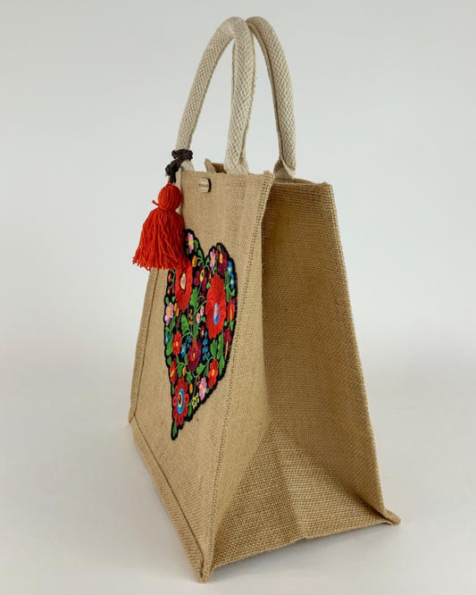 Bolsa Corazon Negro Bordado