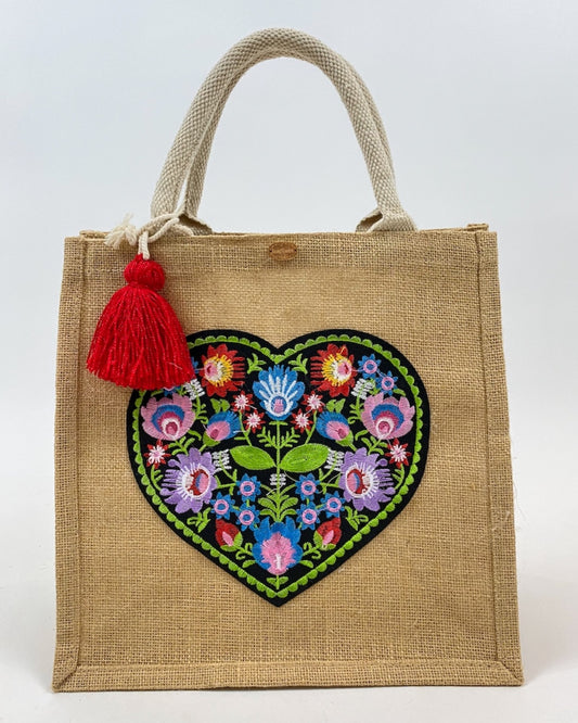 Bolsa Corazon Bordado Verde